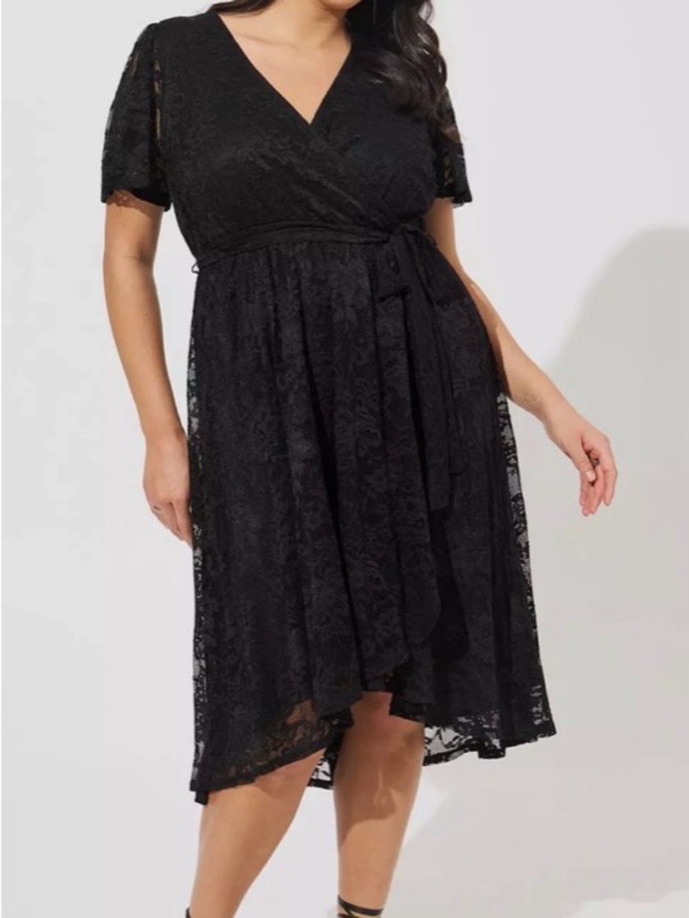 Torrid Women’s Wrap Dress Lace Black Size 6X Whimsigoth Romantic